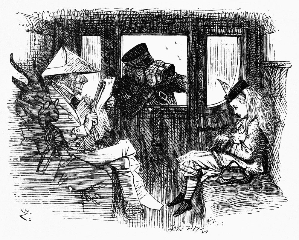 Carroll: Looking Glass - Ticket-Taker on Train Inspecting Alice Fine Art Print