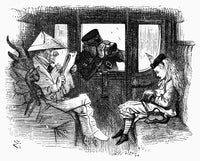 Carroll: Looking Glass - Ticket-Taker on Train Inspecting Alice Fine Art Print