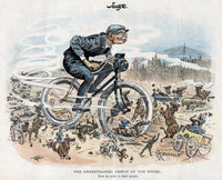 Bicycling Cartoon - 1893 American Magazine Fine Art Print by Granger Collection