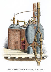 Steam Engine Fine Art Print - 1698 Wood Engraving by Granger Collection