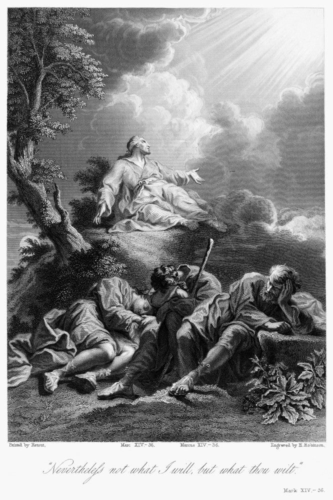 The Agony In The Garden Fine Art Print - Steel Engraving by Jean Restout