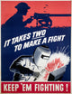 World War II Propaganda Poster - Keep 'Em Fighting