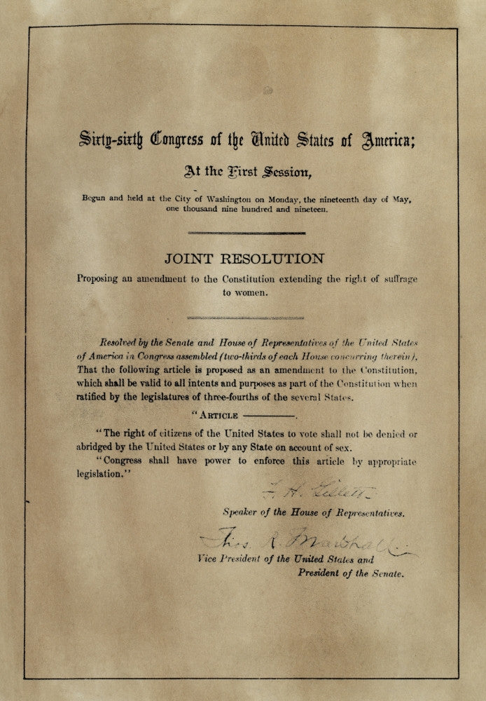 Women’s Rights Movement Congressional Resolution Fine Art Print by Granger Collection