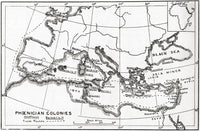 Map of Phoenician Trade Routes and Colonies Circa 1000 BC Fine Art Print by Ken Welsh