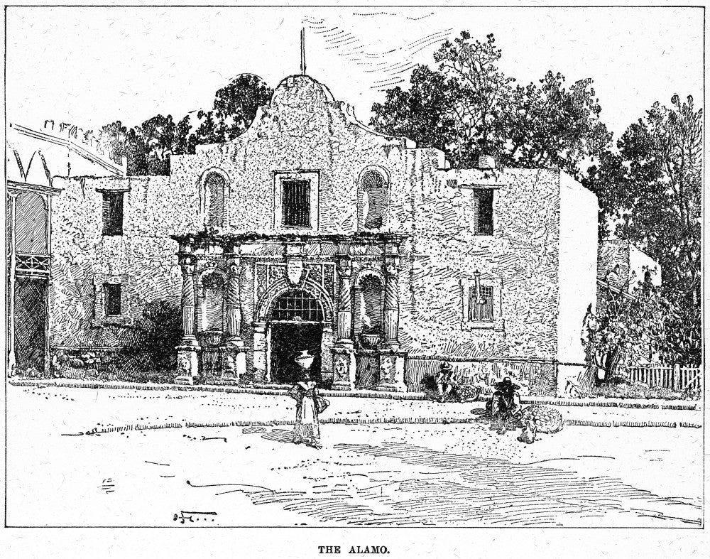 Texas Alamo 1900 Fine Art Print - Historical Line Engraving
