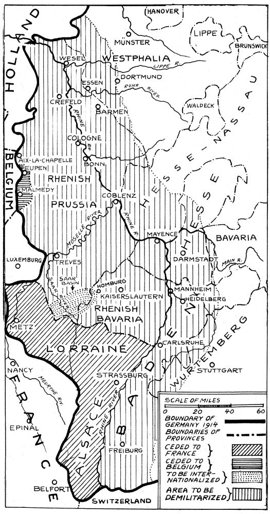 World War I Map Print - Boundaries of Germany 1919 by Granger Collection