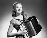 Young Woman Playing an Accordion Fine Art Print