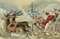 Santa in His Sleigh Nostalgia Cards Illustration Poster Print