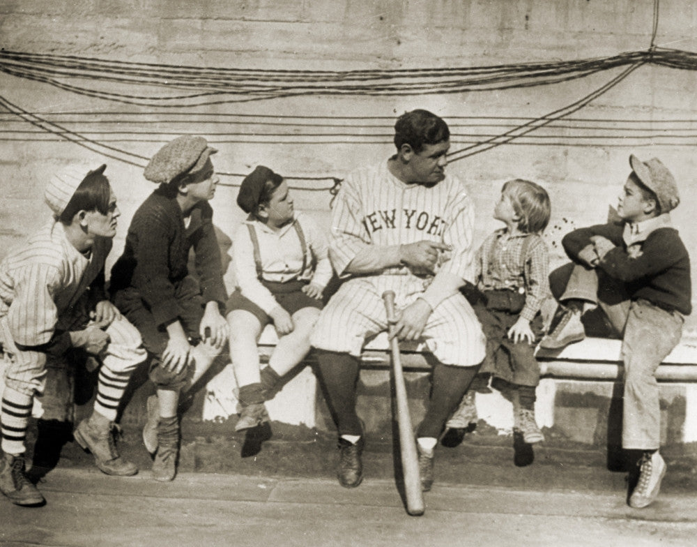 Babe Ruth Photograph Talking to Children - 1924 Print
