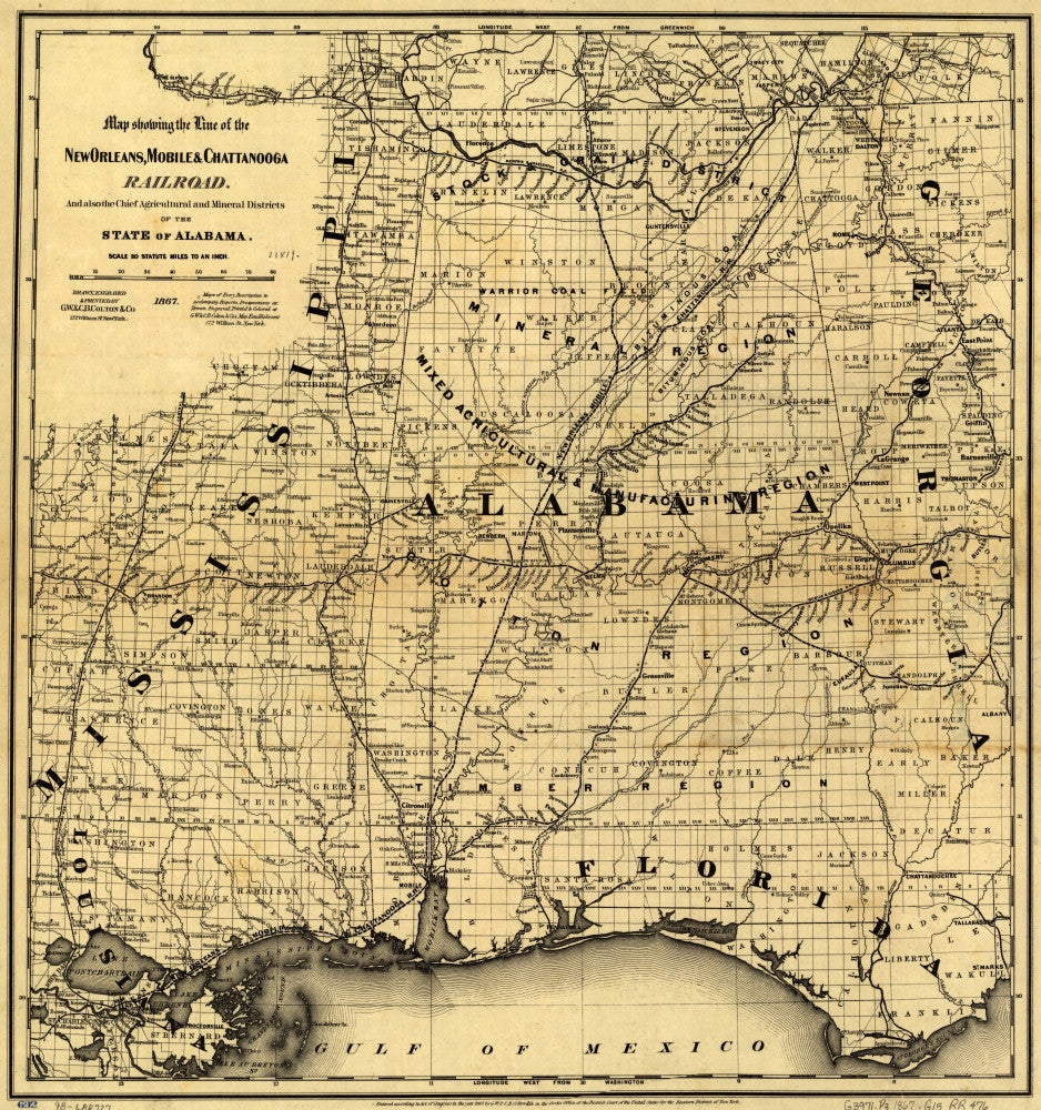 New Orleans, Mobile & Chattanooga Railroad - 1865 Fine Art Print