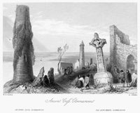 Clonmacnoise Abbey Ruins Fine Art Print - Steel Engraving