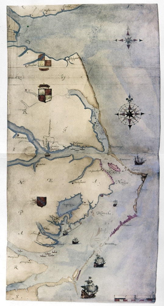 Map of Sir Walter Raleigh's Virginia by John White (C1585) - Fine Art Print