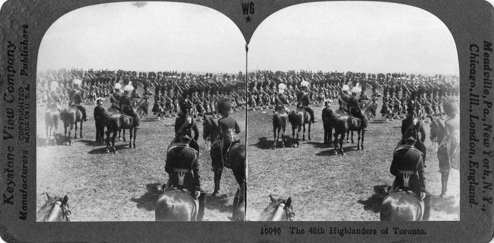 World War I Canadian Troops Fine Art Print - 48th Highlanders Stereograph