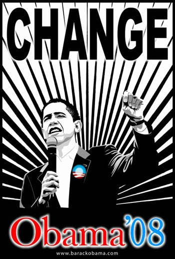 Barack Obama Change Red and Blue Campaign Poster (11x17)
