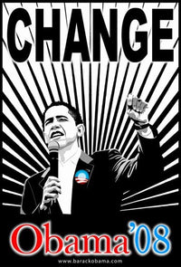 Barack Obama Change Red and Blue Campaign Poster (11x17)