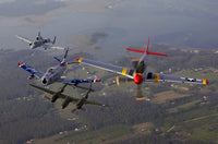 A-10 Thunderbolt, F-86 Sabre, P-38 Lightning & P-51 Mustang Flight Fine Art Print by Stocktrek Images