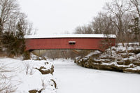Narrow Covered Bridge in Winter Fine Art Print - Turkey Run State Park, Indiana