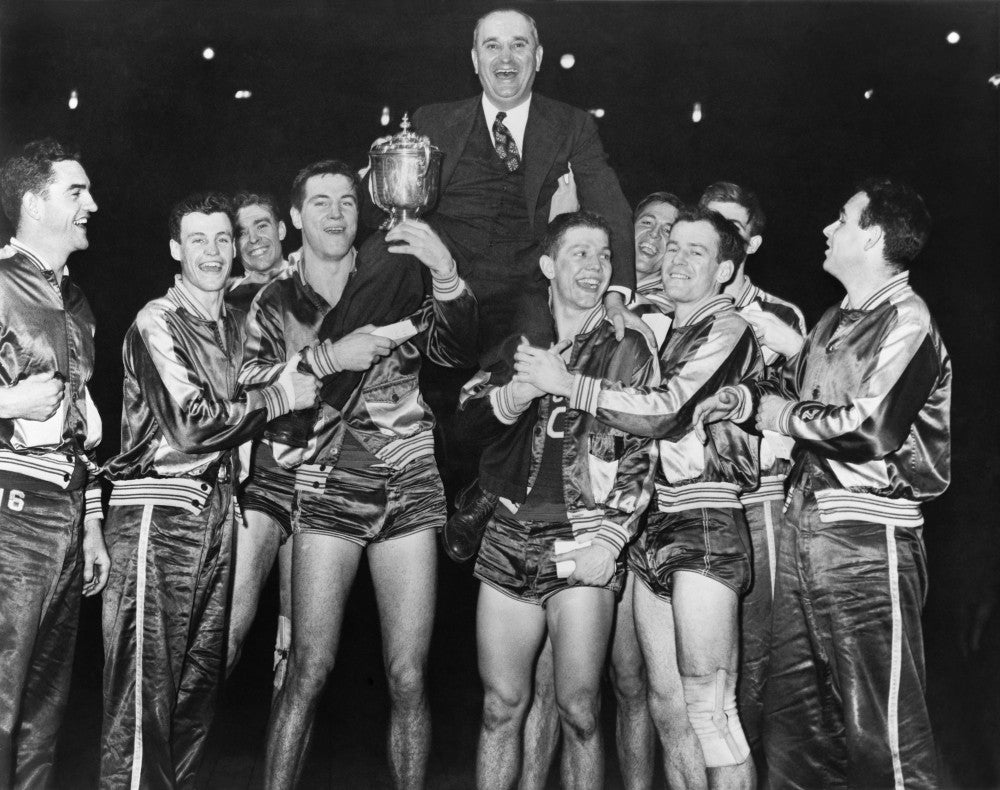 Coach Adolph Rupp Celebrated by Kentucky Wildcats Basketball Team Poster Print