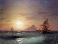 Passing the Rock of Gibraltar Fine Art Print by Ivan Aivazovsky
