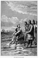 King Canute and the Waves - 19th Century Wood Engraving Poster Print