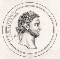 Caracalla Roman Emperor Fine Art Print from 1825 Historical Dictionary