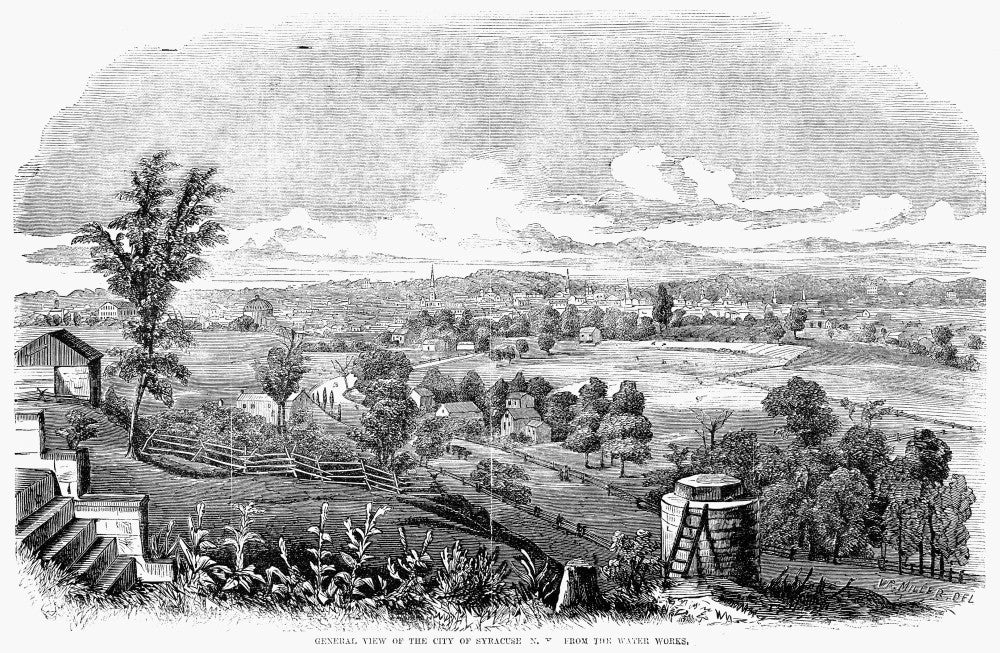 Syracuse, New York - 1853 Water Works View Wood Engraving Print by Granger Collection