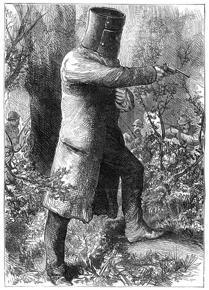 Ned Kelly Line Engraving Print - Australian Bandit in Armor