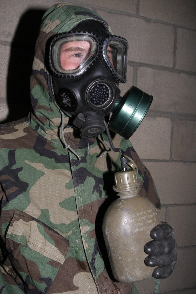 A Marine Drinking Water Through a Gas Mask Poster Print