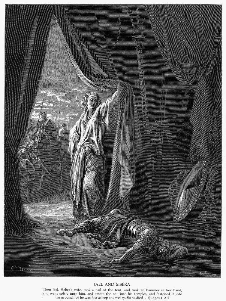 Jael and Sisera - 19th Century Wood Engraving Fine Art Print