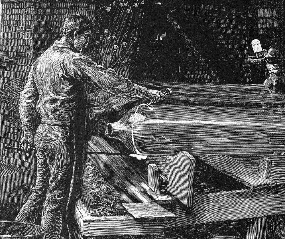 19th Century Glassworker Wood Engraving Print by Granger Collection