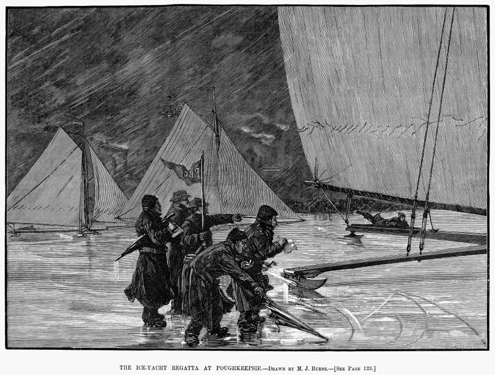 Ice Yachting Regatta Fine Art Print - Poughkeepsie, NY 1884