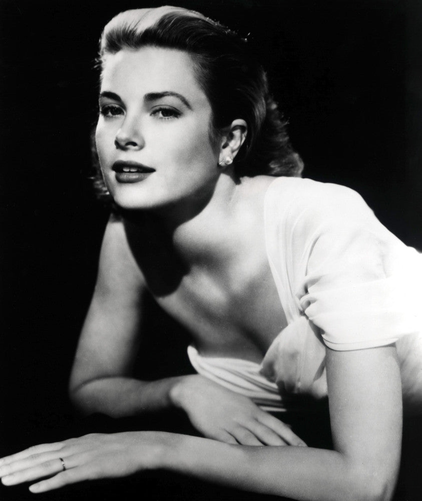 Grace Kelly Laying on Stomach in White Dress Photo Print