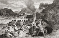Neanderthal Man Feasting on Their Kill Fine Art Print by Ken Welsh