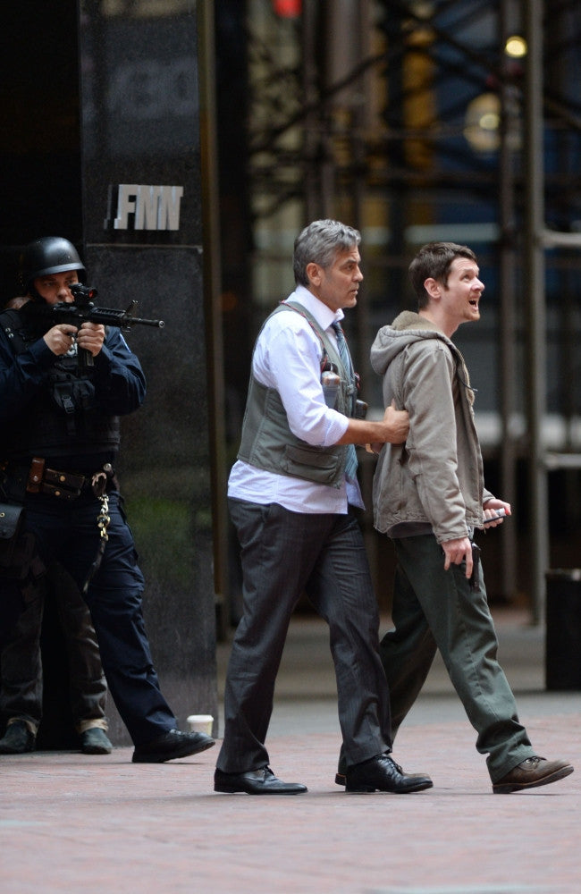 George Clooney & Jack O'Connell Money Monster Movie Shoot Photo Print