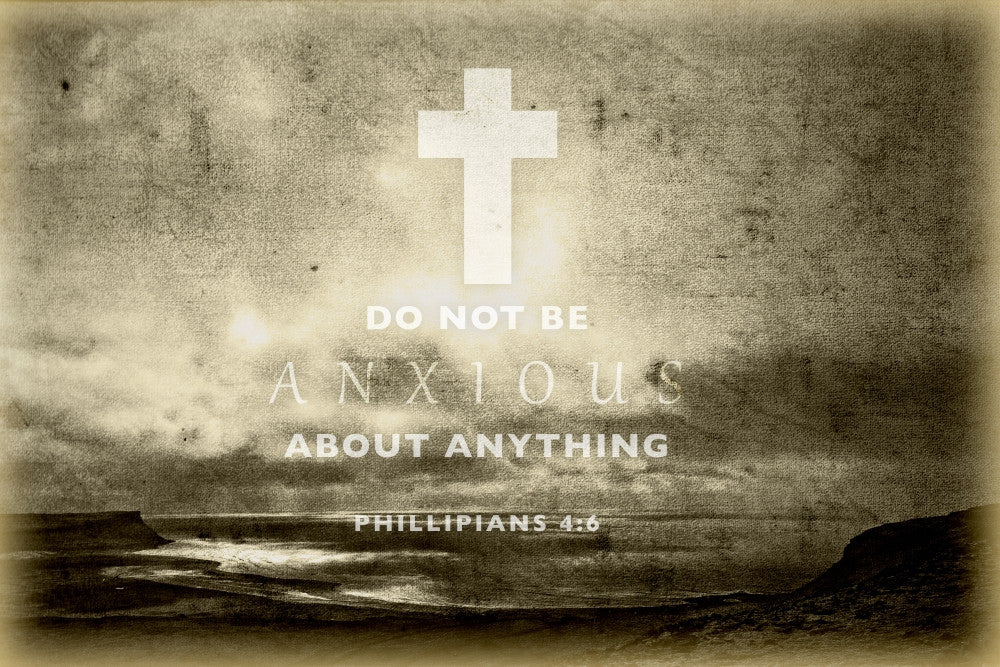 Image of a Cross with Philippians 4:6 Scripture Fine Art Print by Tim Antoniuk