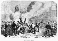 Paris Commune 1871 - Burning the Guillotine Wood Engraving Print by Granger Collection