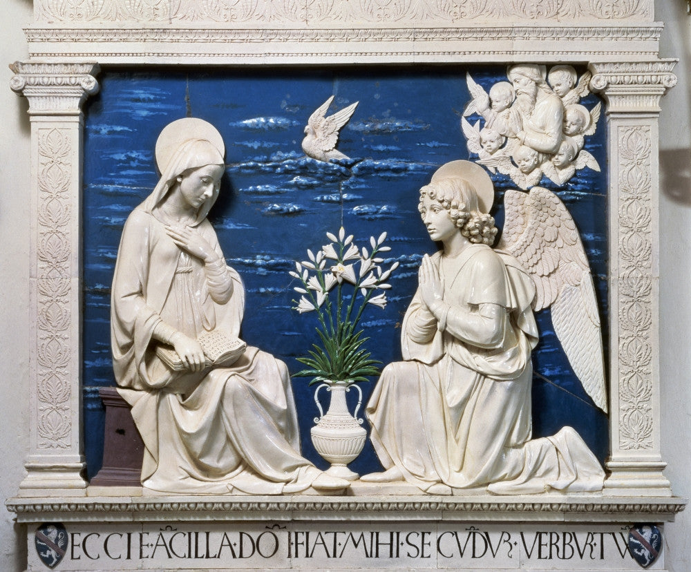 Della Robbia Annunciation Ceramic Relief Print by Andrea Della Robbia