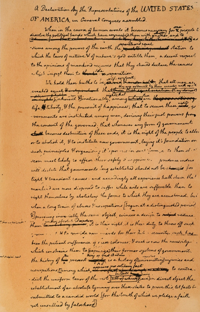 Declaration of Independence Fine Art Print - First Page Draft