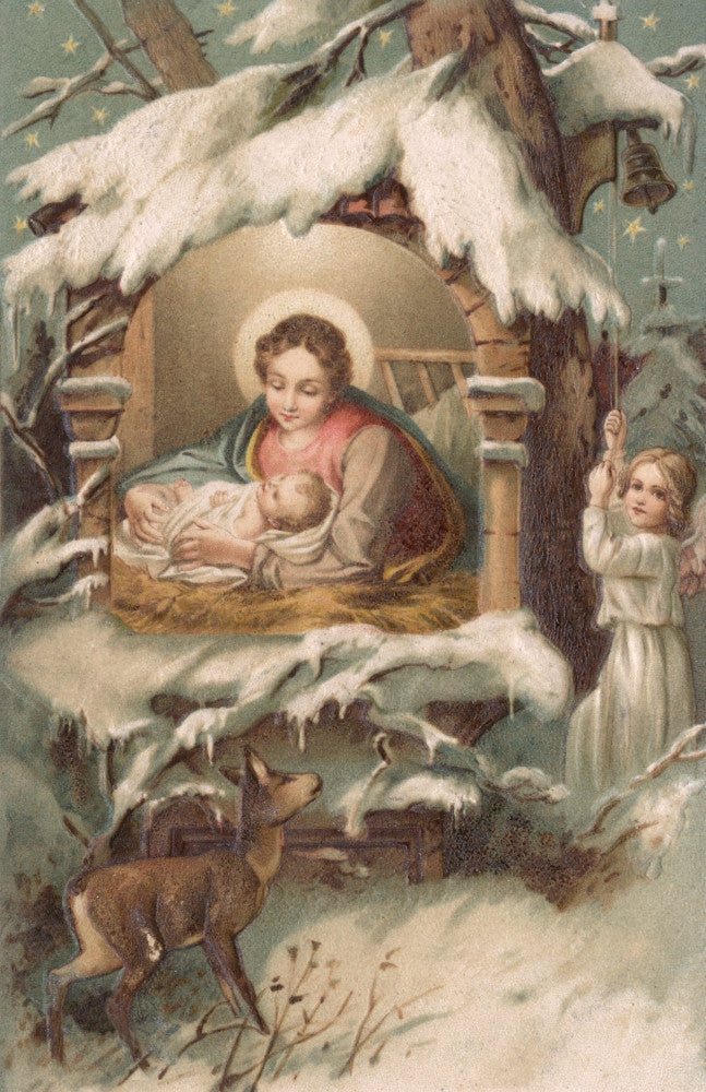 Christmas Nativity Scene Fine Art Print by Mary Evans Picture Library