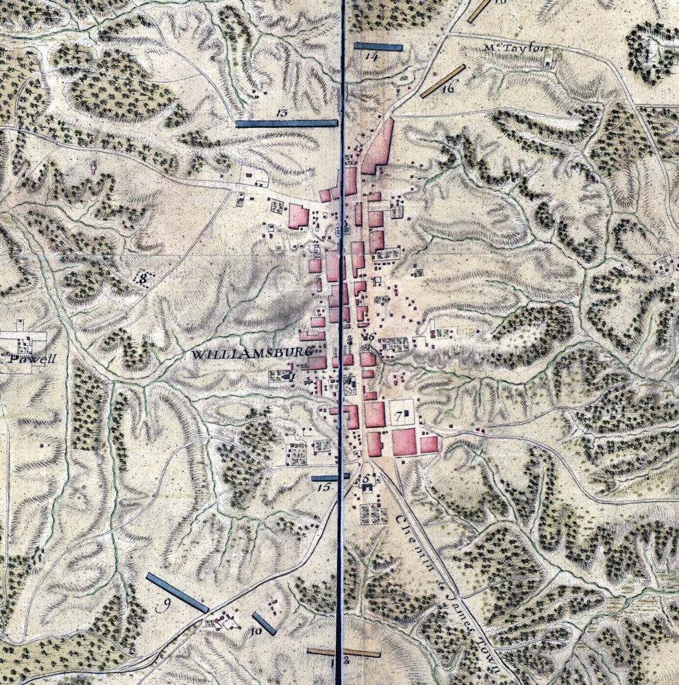 Historic Map of Williamsburg, Virginia - The College of William and Mary | Poster Print