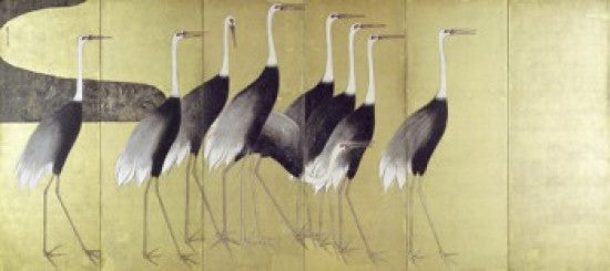 Cranes on Folding Screen Fine Art Print by Ogata Korin