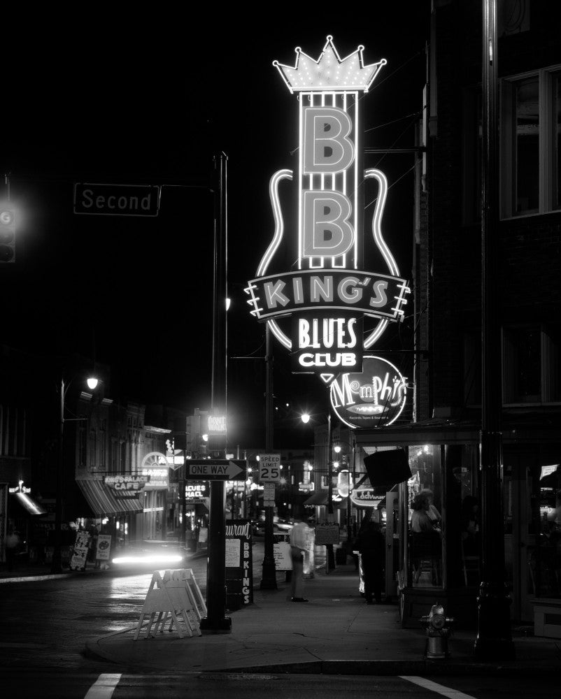 B. B. King's Blues Club Neon Sign Night Poster Print by Panoramic Images