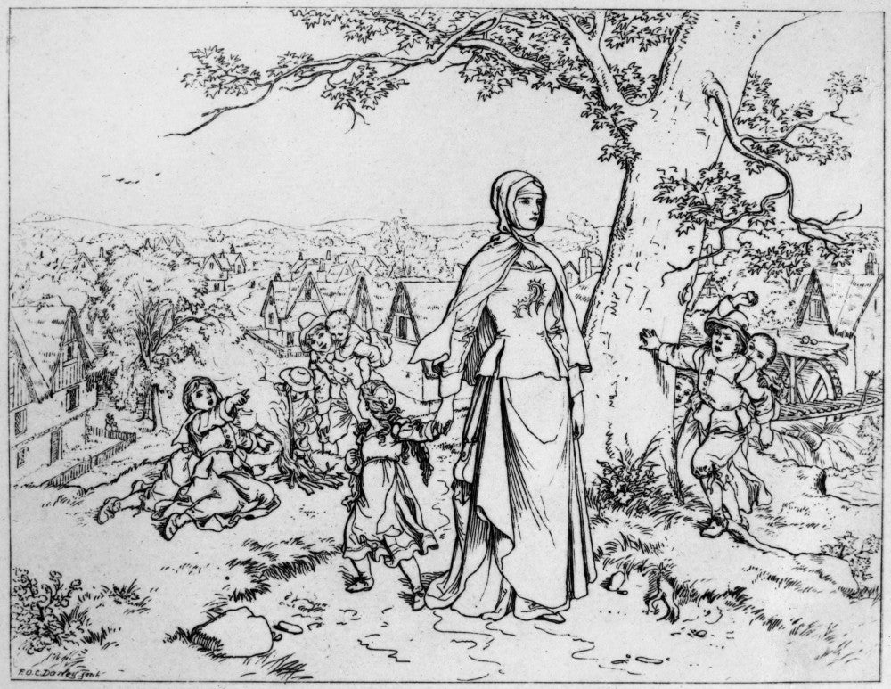 The Scarlet Letter Fine Art Print - Line-Drawn Illustration by F.O.C. Darley