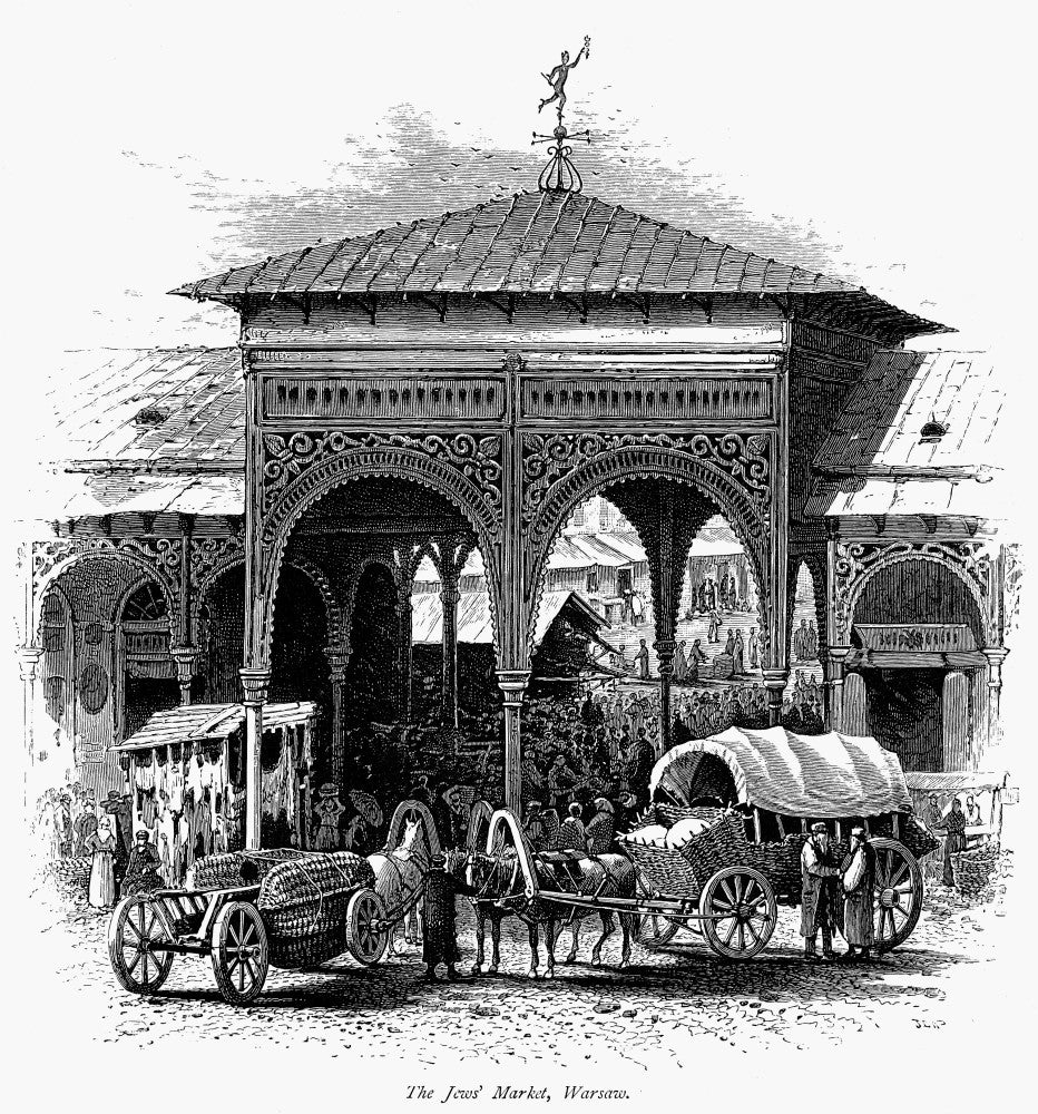 Warsaw Jewish Market 19th Century Line Engraving Print