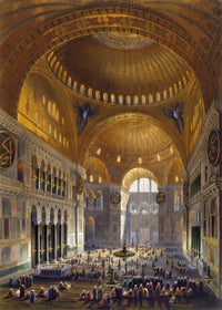 Hagia Sophia Lithograph Print by Louis Haghe - 1852