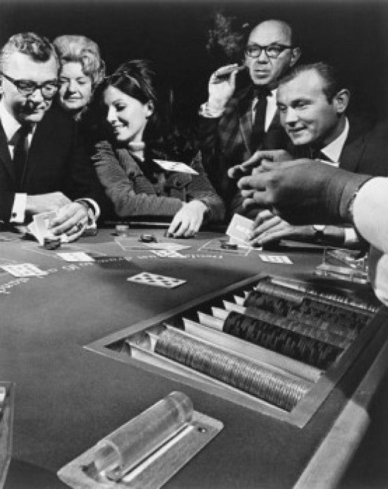 Group of People Playing Cards in Casino Fine Art Print