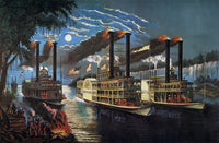 Mississippi River Race Lithograph Print by Currier & Ives