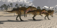 Acrocanthosaurus Dinosaurs Hunting Scene Fine Art Print by Corey Ford