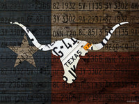 Texas Longhorn License Plate Art Fine Art Print by Design Turnpike - 32x24