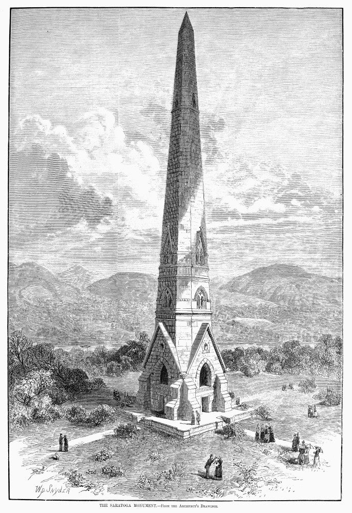 Saratoga Monument Fine Art Print - Historic Wood Engraving